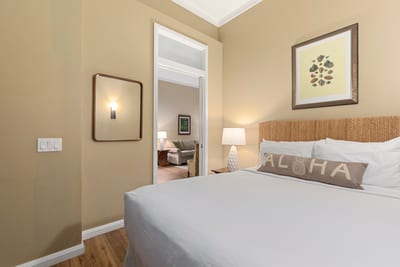 Aloha dreams await—peaceful bedroom retreat with tropical island charm.
