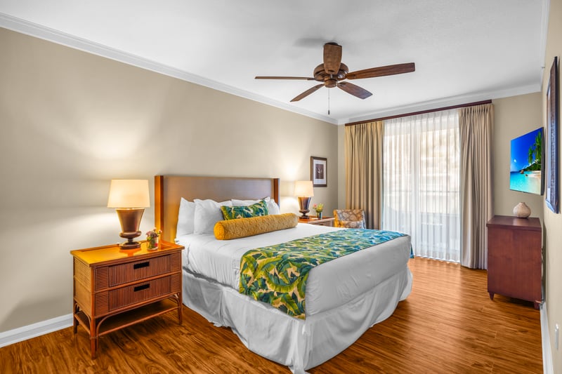 Bright and inviting primary suite with island charm