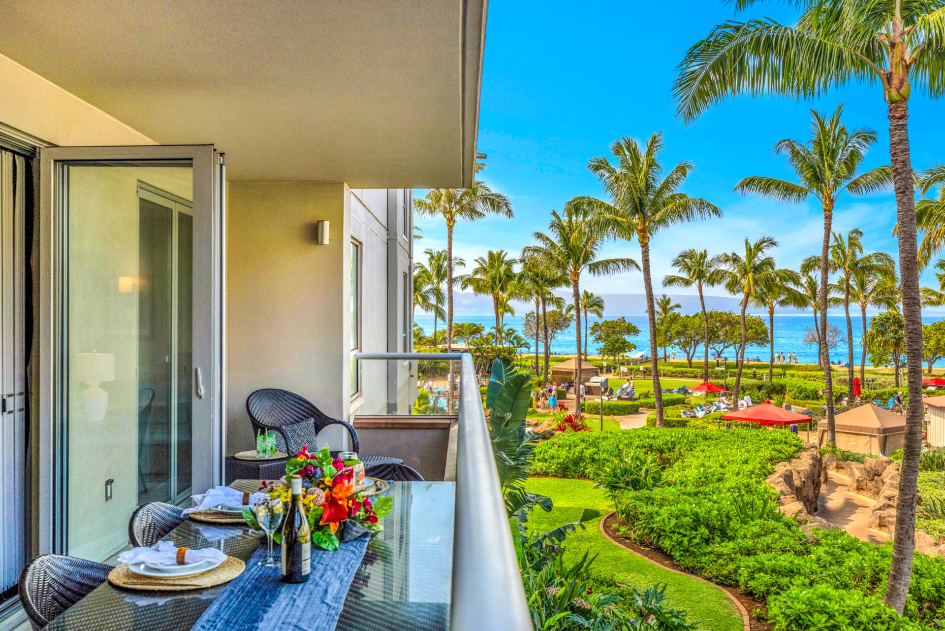 Spacious lanai perfect for sunset dinners and morning coffee