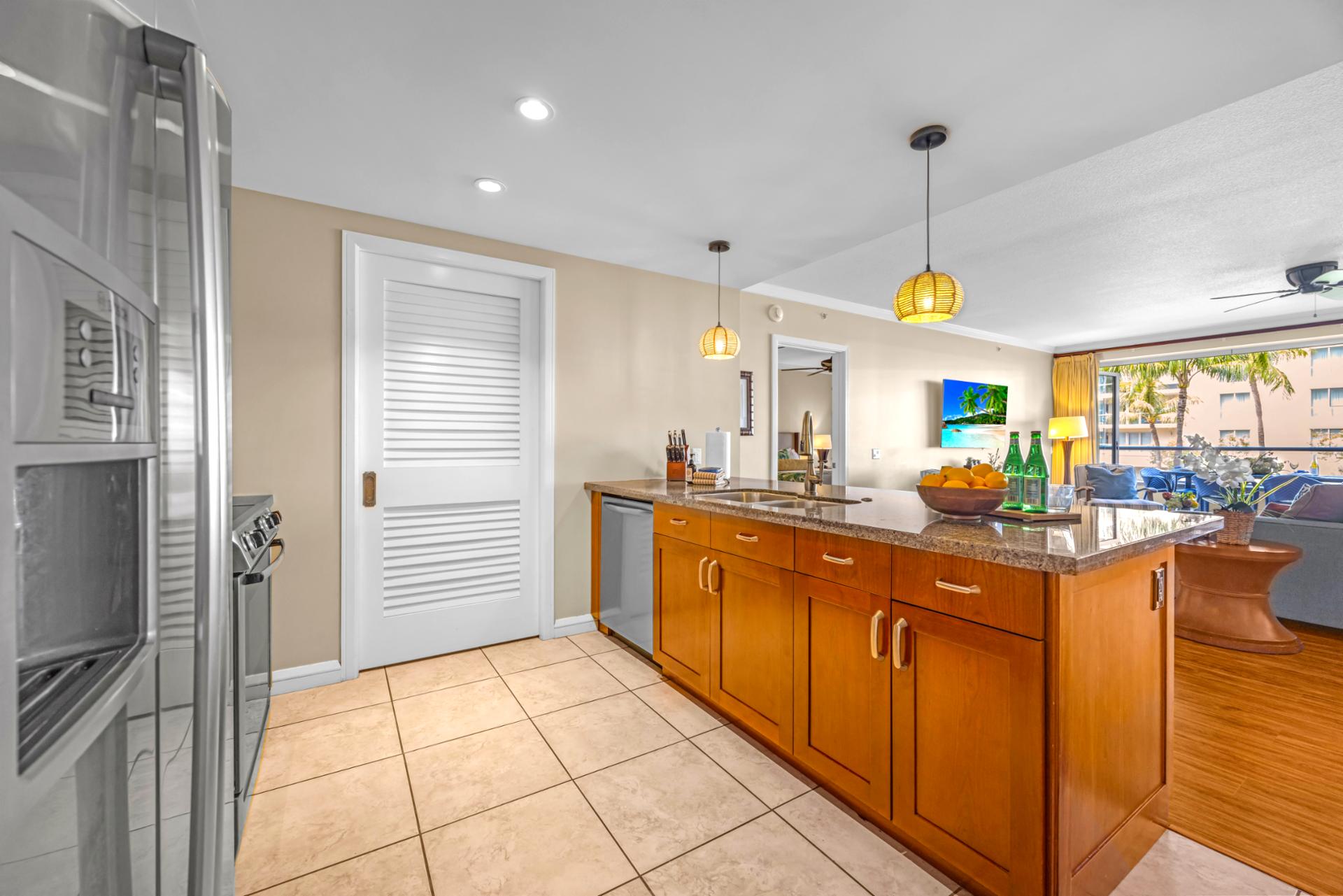 Fully equipped kitchen ready for island inspired meals