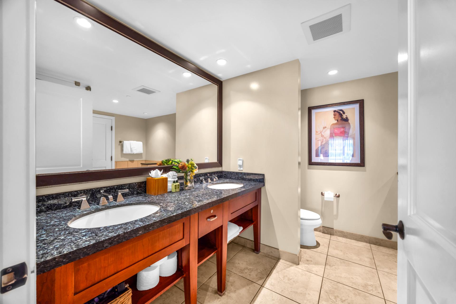 Spacious vanity area with plenty of room to get ready