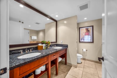 Spacious vanity area with plenty of room to get ready