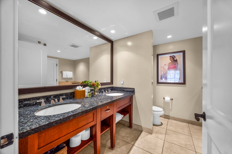 Spacious vanity area with plenty of room to get ready