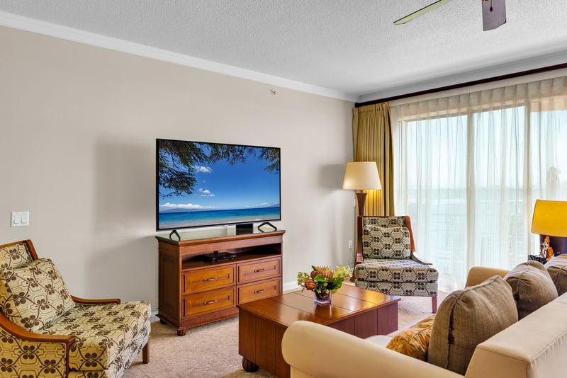 Gather in a stylist living space with comfort and easy indoor-outdoor Maui living 