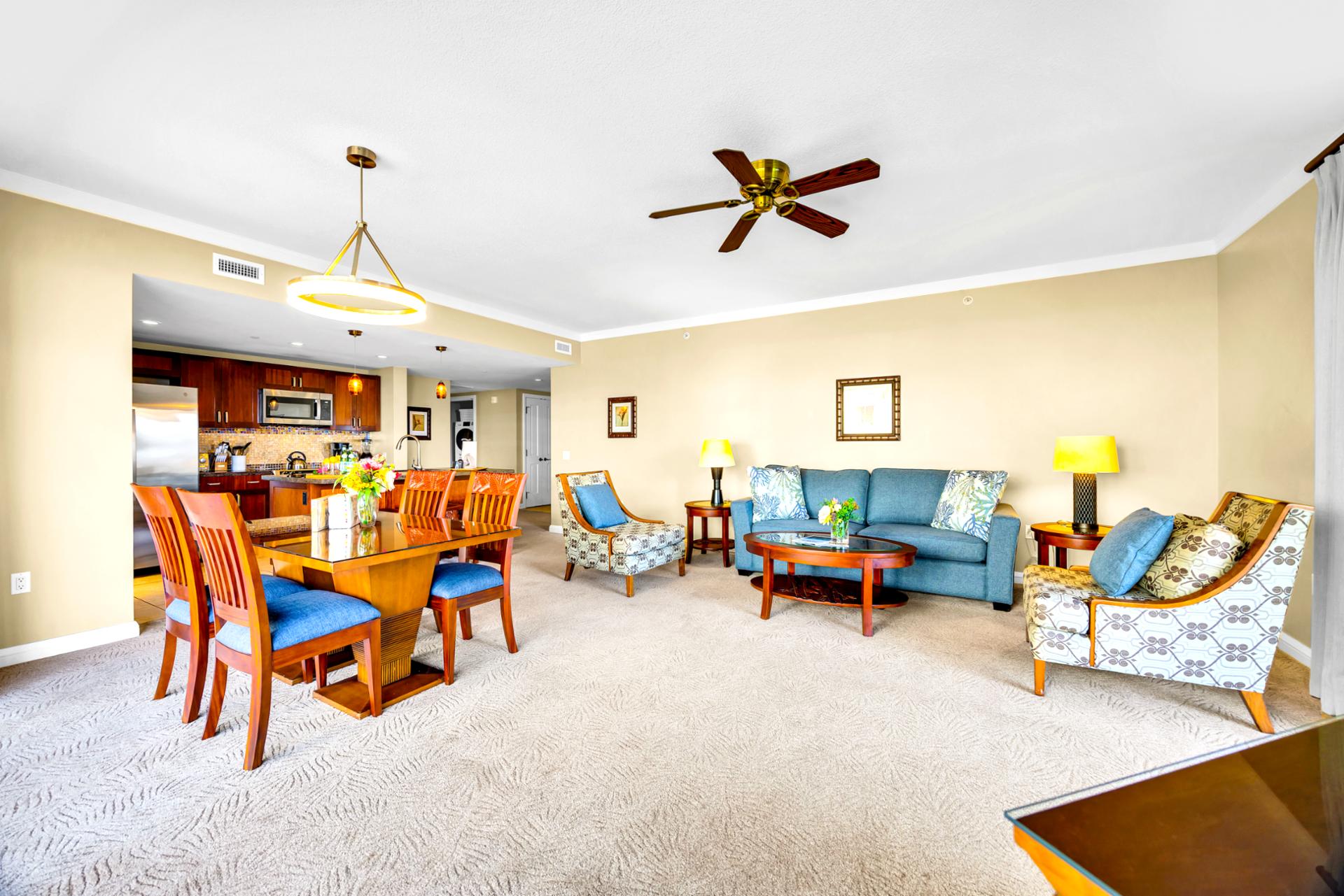 Enjoy a spacious great room that flows from living to dining, giving your group plenty of room to gather and recharge.