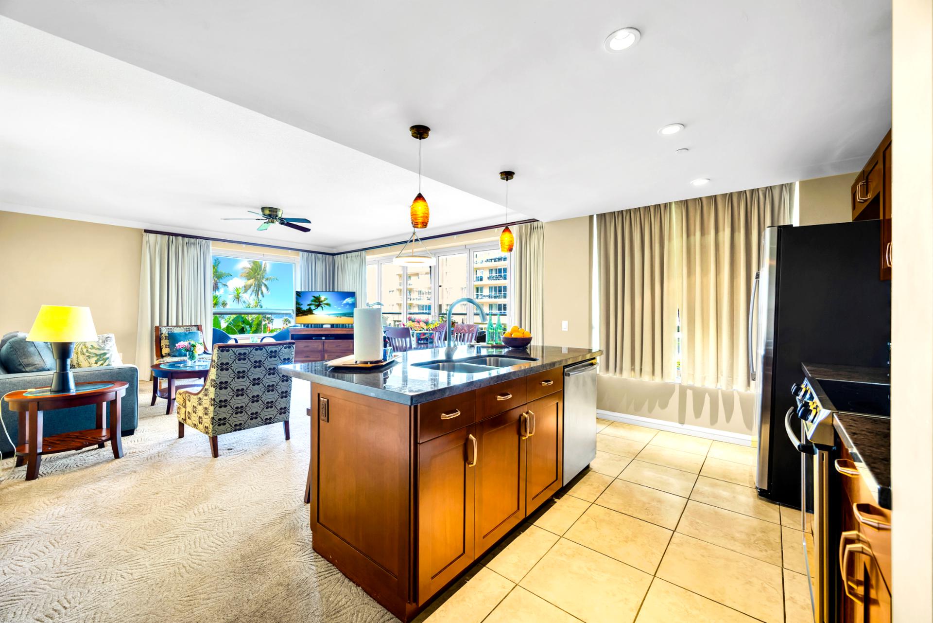 Keep everyone connected with an open kitchen that looks into the living area, ideal for cooking while the game is on.