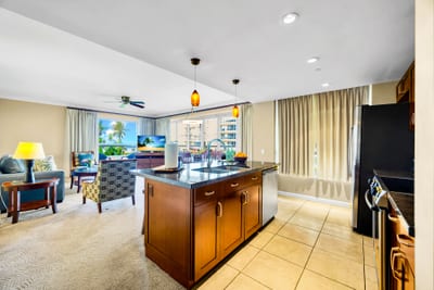 Keep everyone connected with an open kitchen that looks into the living area, ideal for cooking while the game is on.