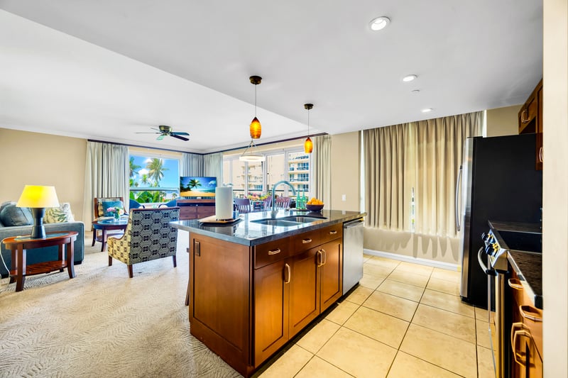 Keep everyone connected with an open kitchen that looks into the living area, ideal for cooking while the game is on.