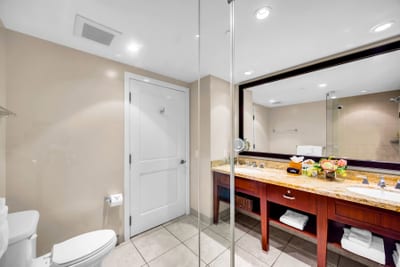 Start the day at the guest bath vanity with plenty of counter space, plus LOccitane amenities for a polished finish.