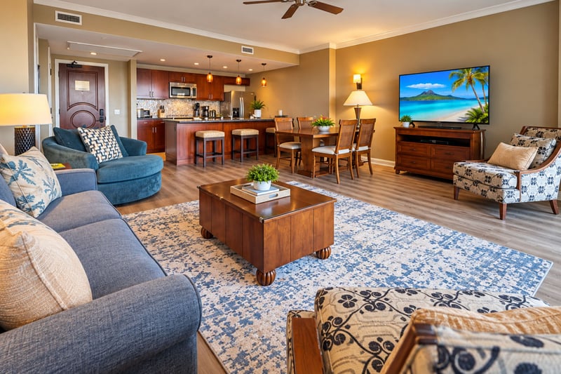 Your living area connects to the dining table and kitchen, keeping conversation flowing between movie nights and meals made together. HKK-229