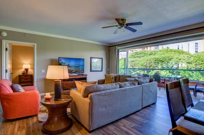 Bright, airy living space with seamless lanai access and views.