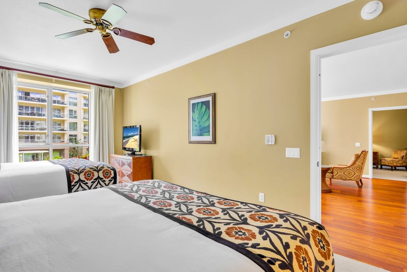 Guest bedroom with space to spread out and relax