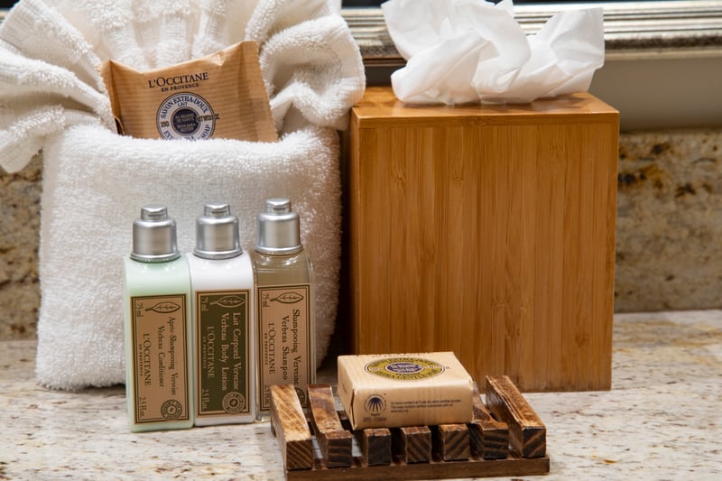 Luxury L’Occitane amenities for a refreshing and relaxing island retreat.