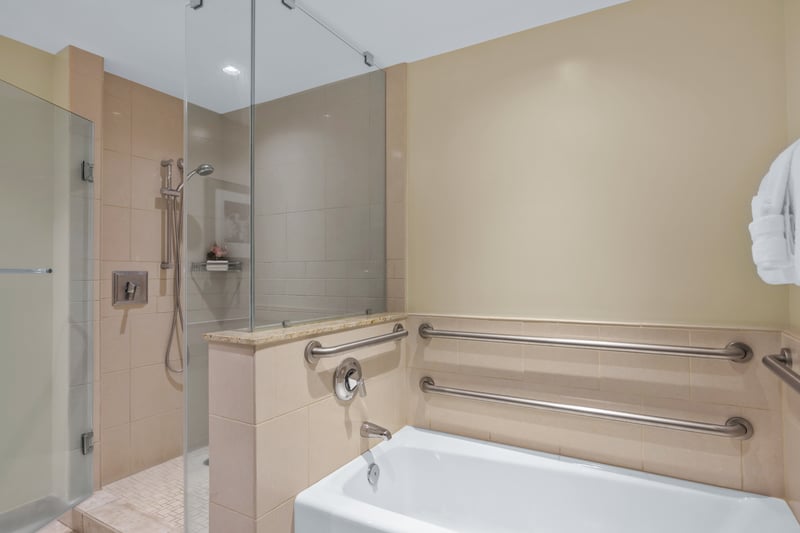 Unwind in a relaxing guest bath after beach days