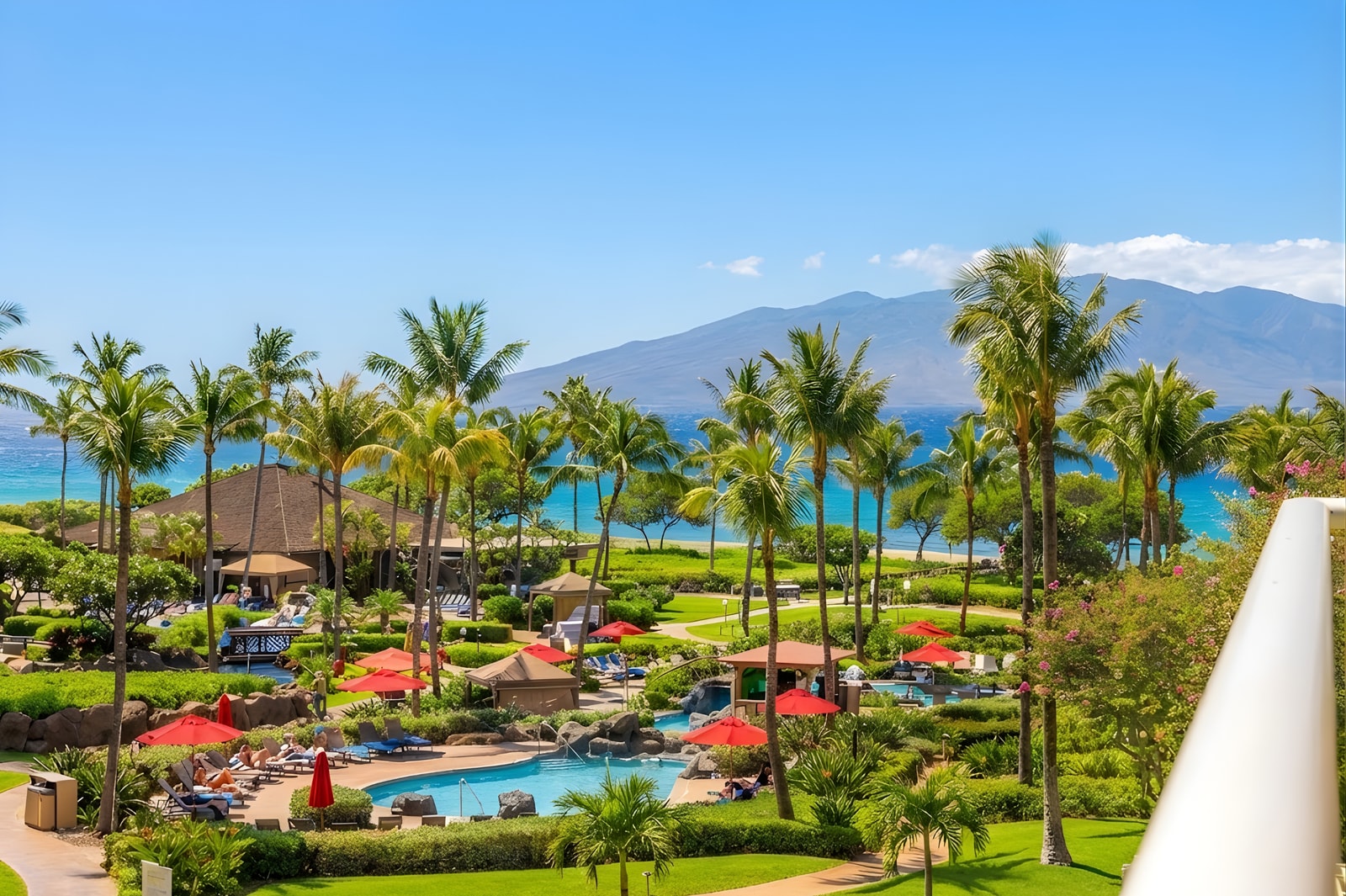 Enjoy panoramic views of the lush Honua Kai resort and sparkling pools just beyond your balcony. HKK-439