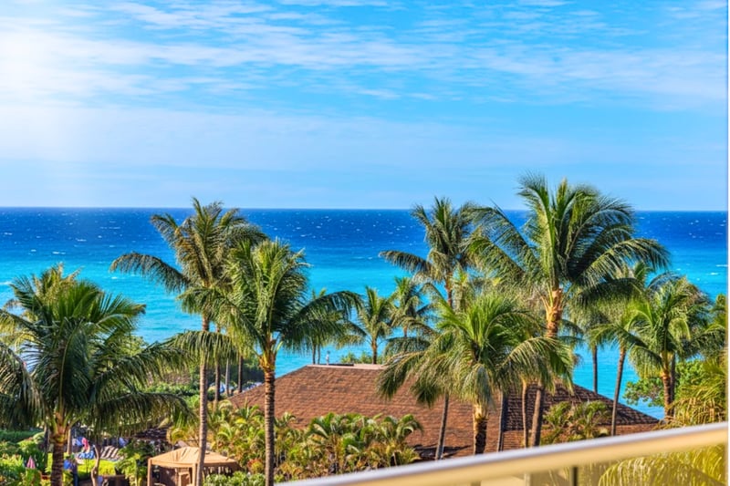 Palm-lined ocean views await from your spacious lanai, perfect for a quiet morning or golden hour unwinding HKK-443