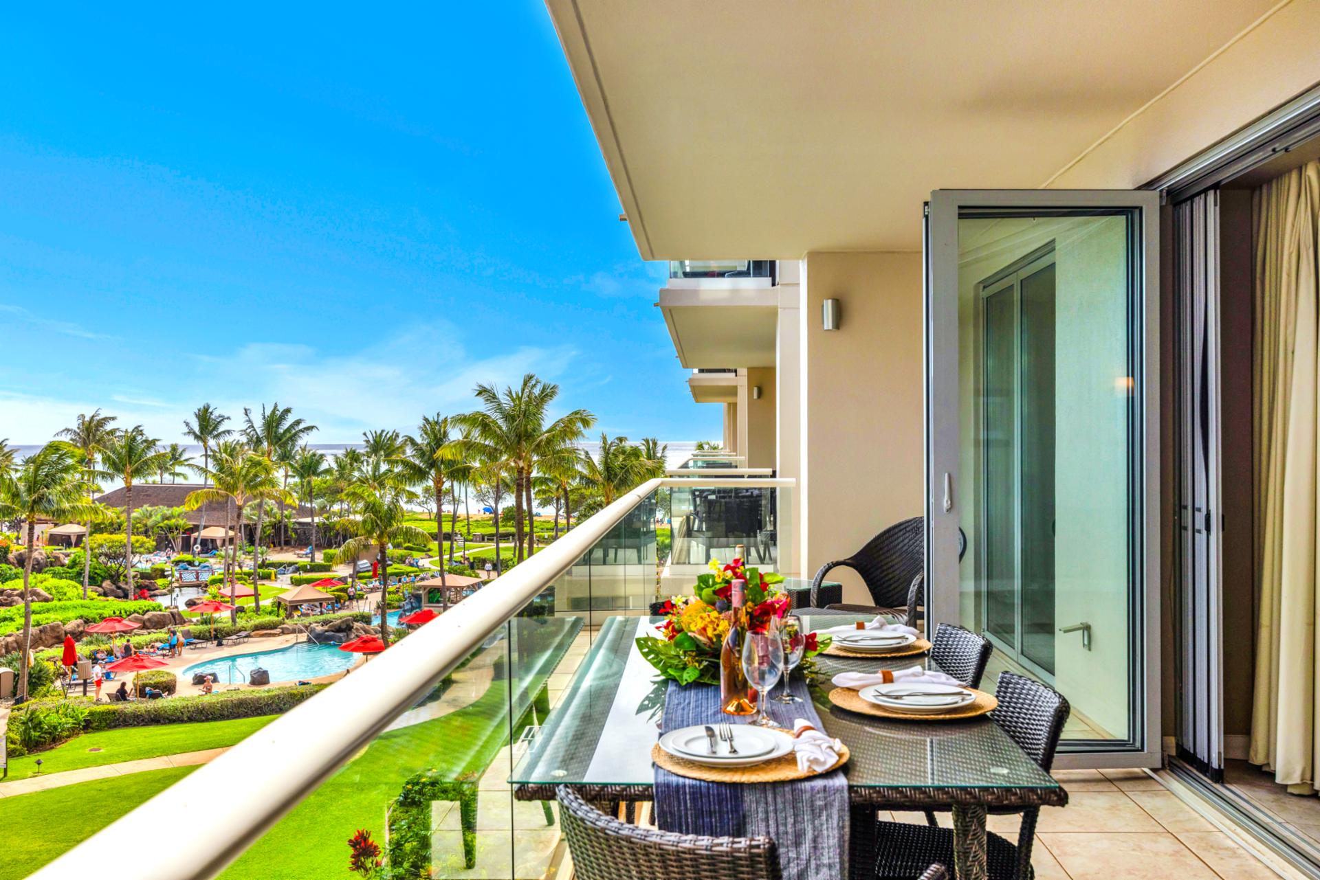 Enjoy open air meals with lush resort scenery all around HKK-443