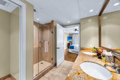 The primary en suite bathroom features a double vanity for added space and convenience HKK-443