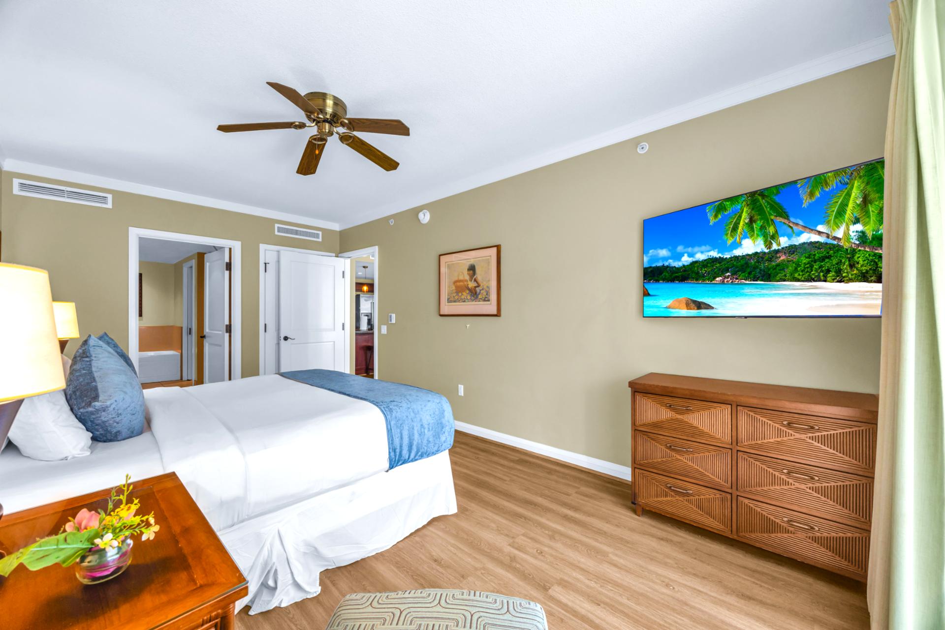 Rest peacefully in a serene primary bedroom retreat featuring luxury linens HKK-443