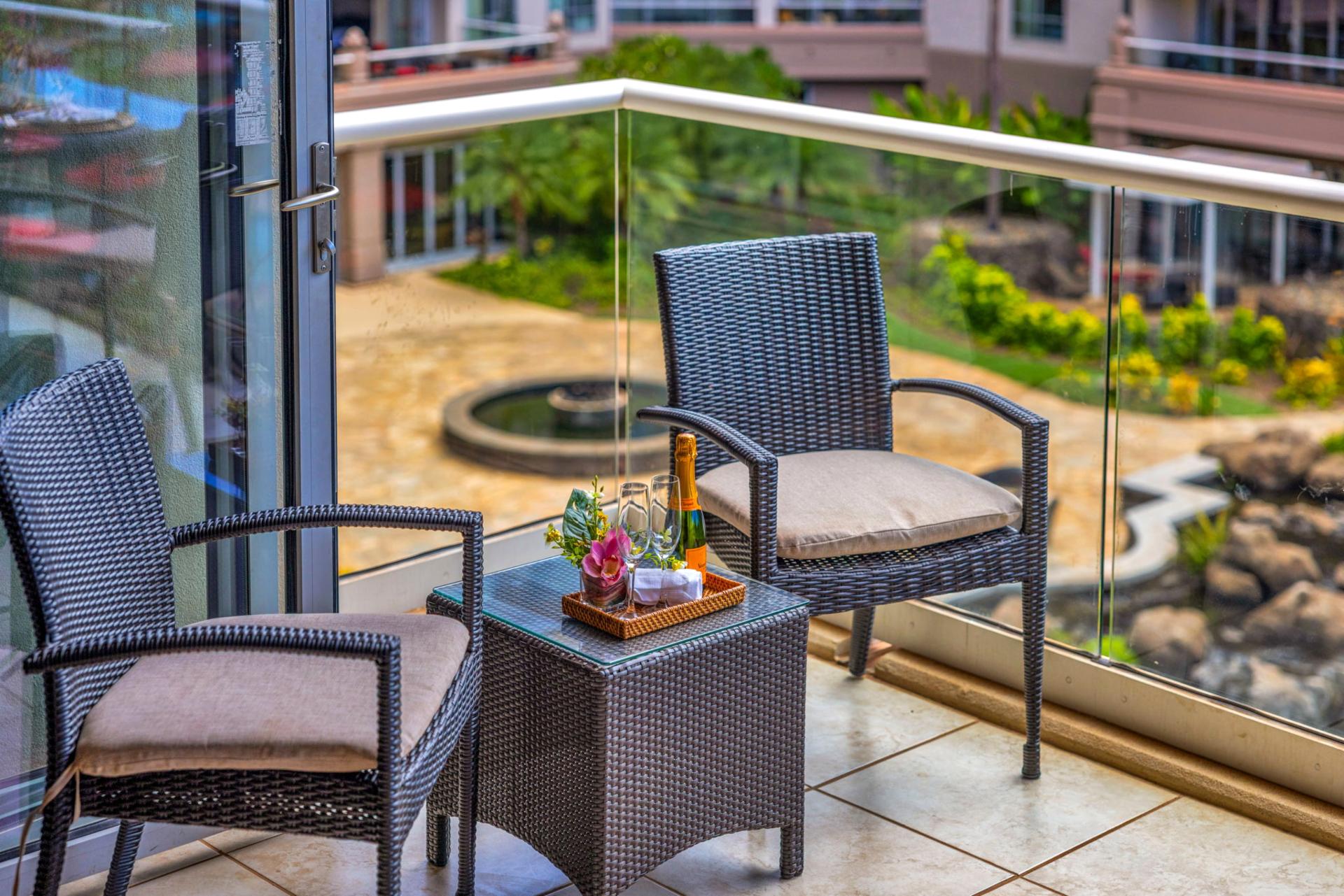 Balcony perch perfect for a quiet moment or glass of wine