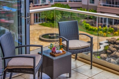 Balcony perch perfect for a quiet moment or glass of wine