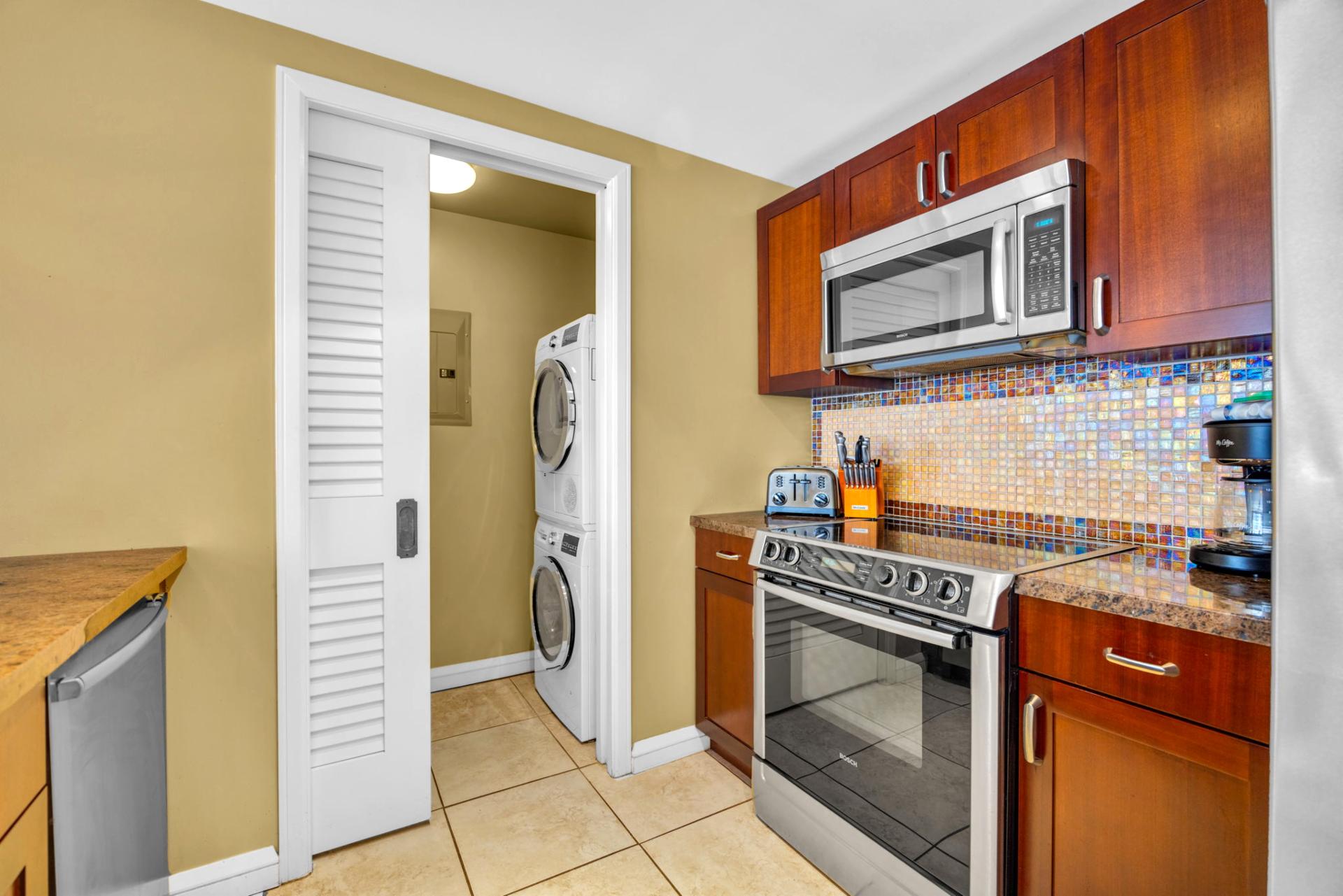 Convenient laundry nook keeps vacation stress free