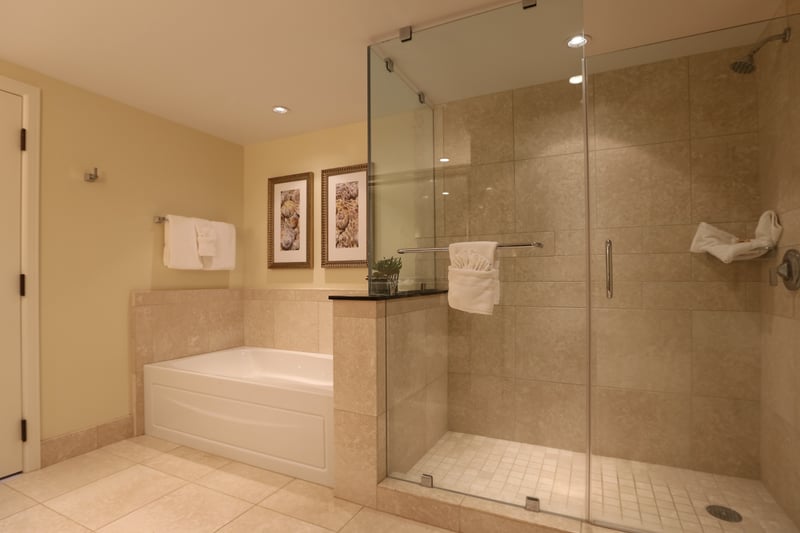 Modern and spacious, this guest bath offers the comfort of home