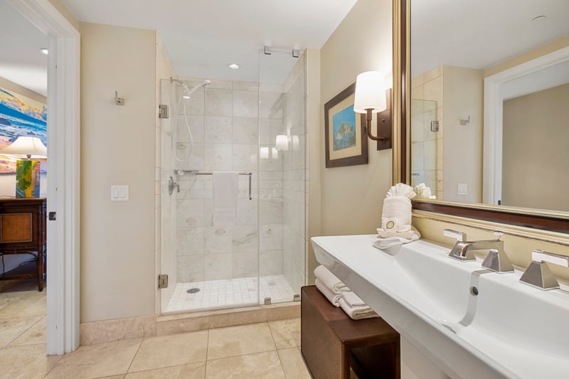 Classic style meets smart function in this beautifully tiled space
