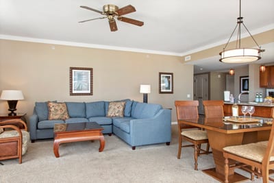 Elegant island living with plush seating, dining comfort, and tropical charm.