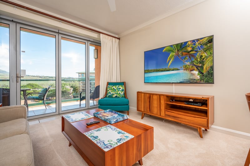 Bright, breezy comfort meets tropical elegance with lanai and views.