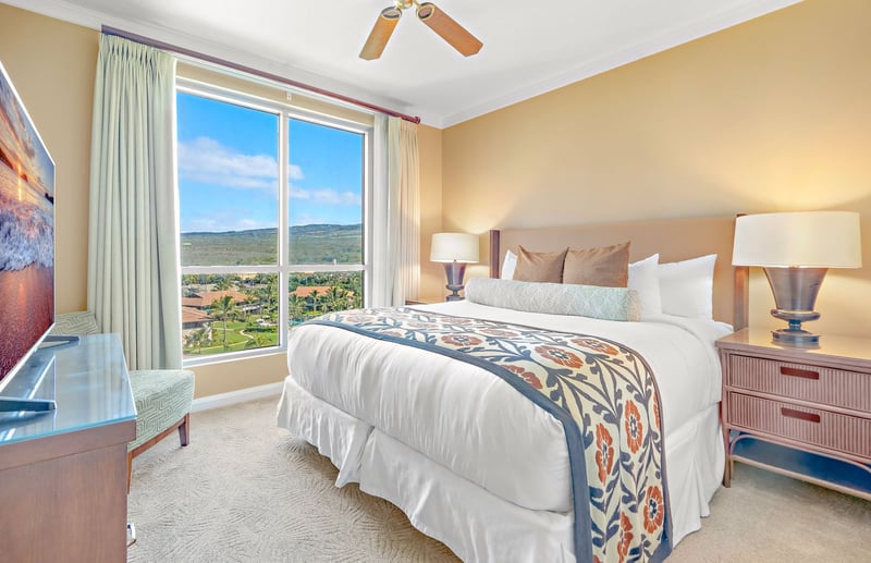 Bright bedroom escape with mountain views, coastal charm, and serene luxury. HKK-820