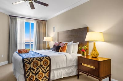 Guest bedroom with King bed and soft neutral palette for peaceful sleep. HKK-825