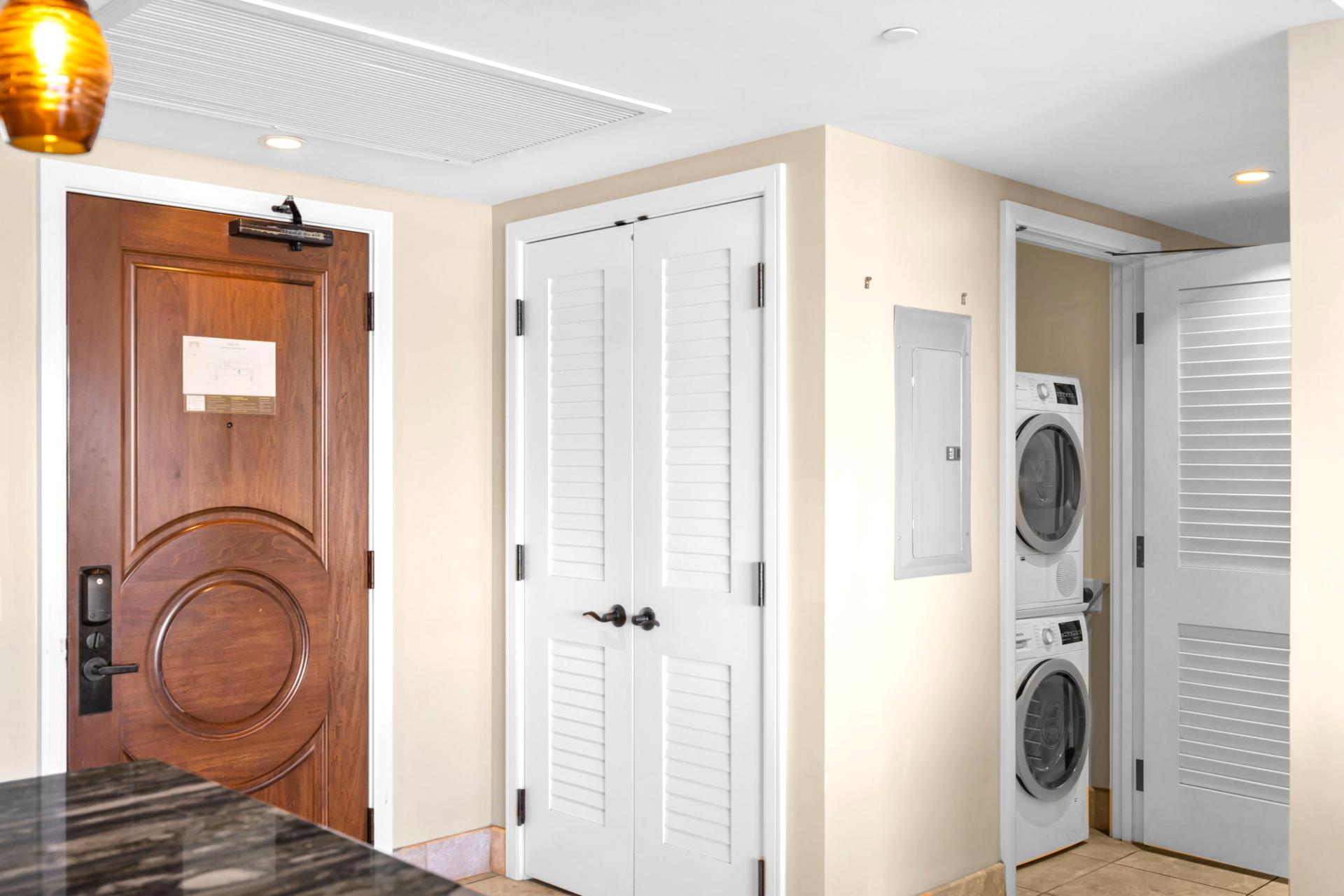 In-unit washer and dryer add convenience for longer stays.