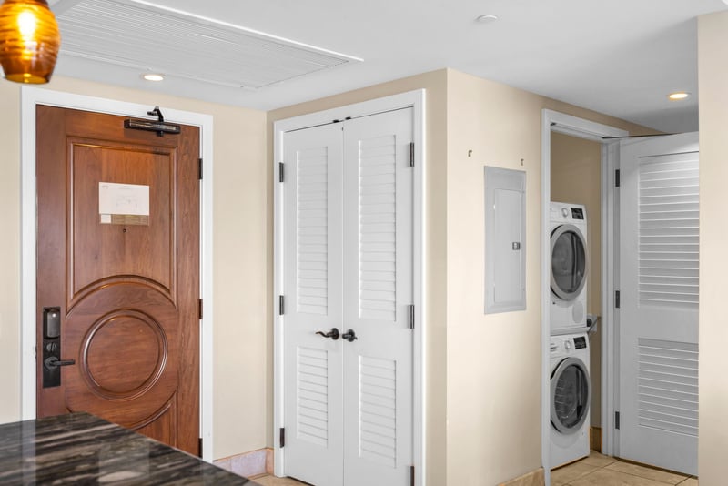 In-unit washer and dryer add convenience for longer stays.