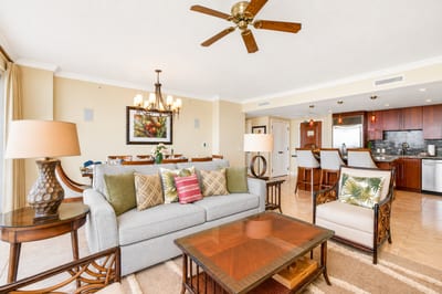 Plush seating and island inspired decor define your living space, where you can gather, watch TV, or simply enjoy the coastal ambiance.
