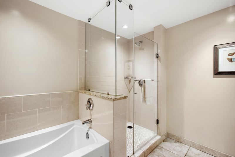 Modern walk-in shower and tub combo for ultimate relaxation experience. HKK-920