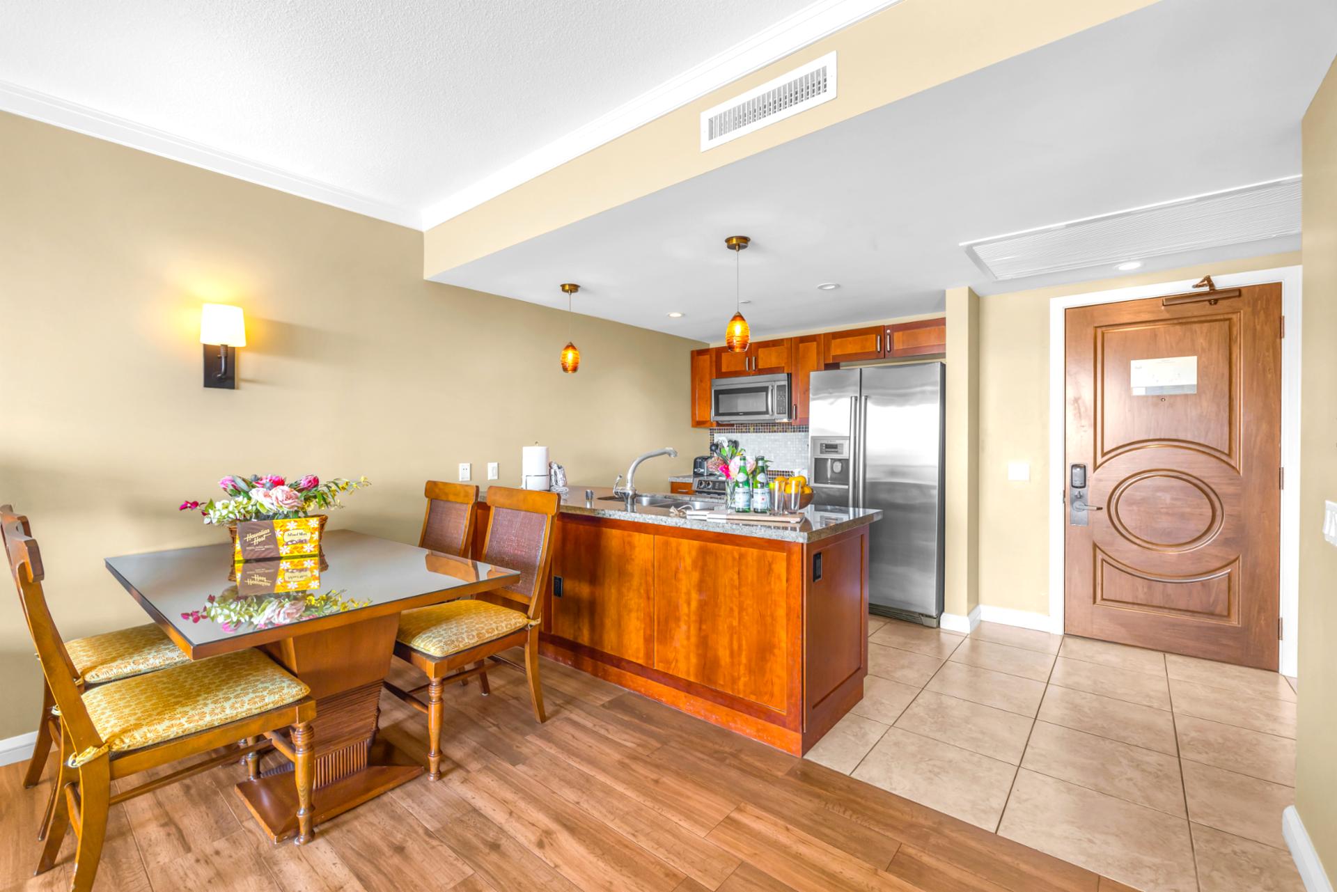 Share meals together in a warm inviting dining space