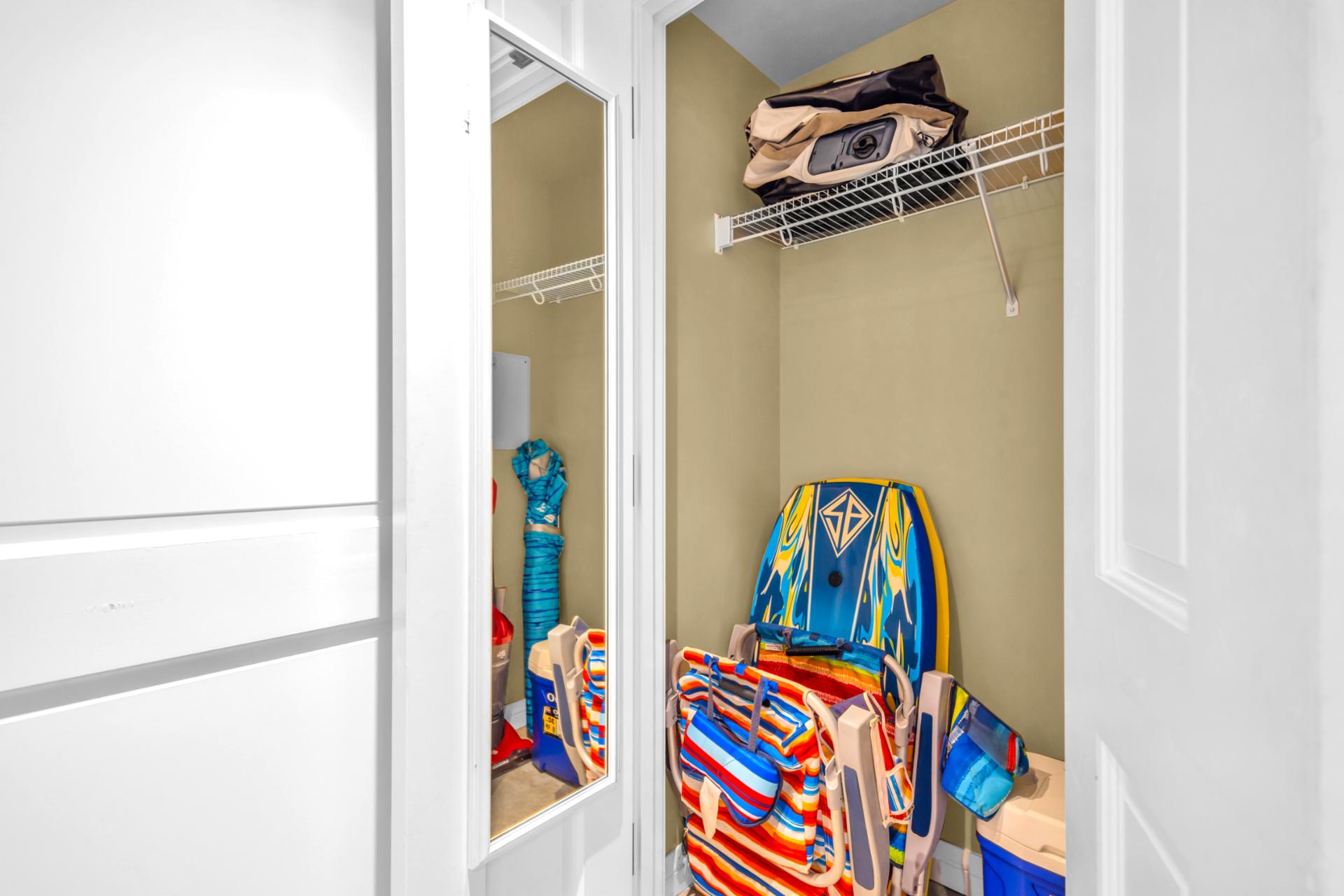 Convenient storage for beach gear and vacation essentials