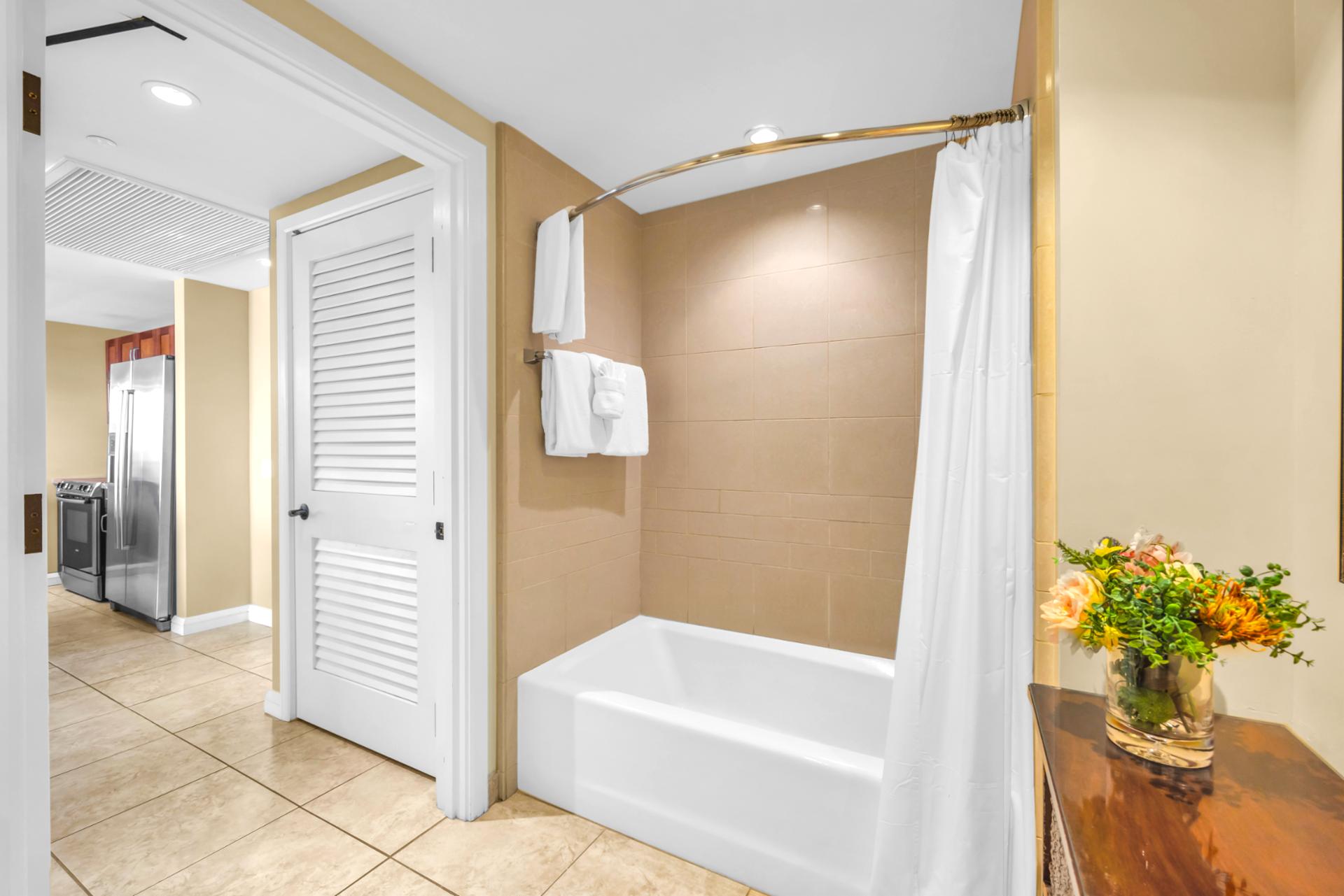 Unwind in a clean and calming bathroom space