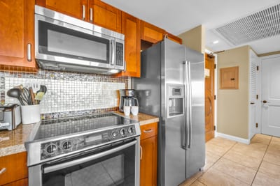 Prepare fresh dishes in a spacious vacation kitchen