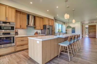 Contemporary kitchen with open layout and upgraded appliances