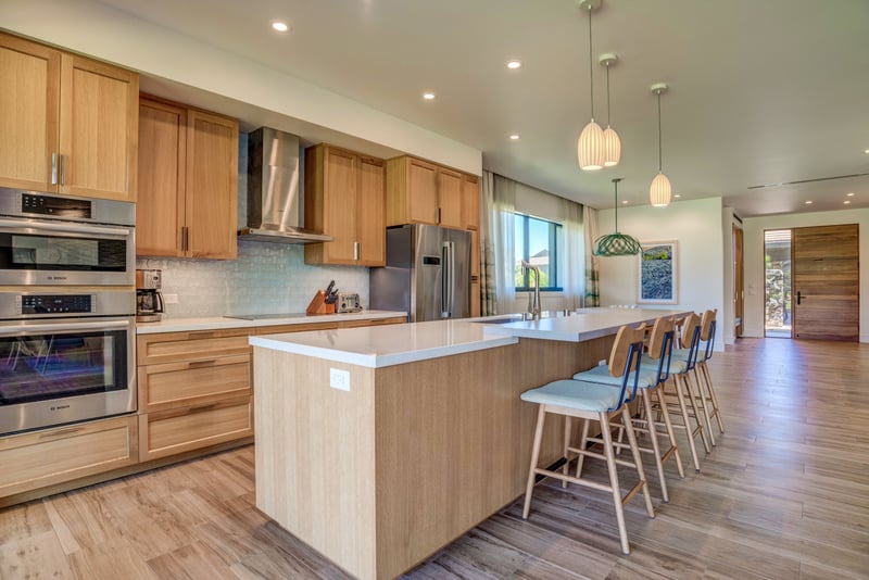 Contemporary kitchen with open layout and upgraded appliances