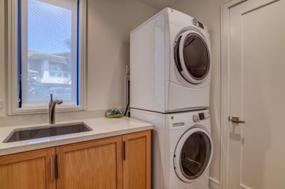 Full-size washer and dryer add convenience for extended stays