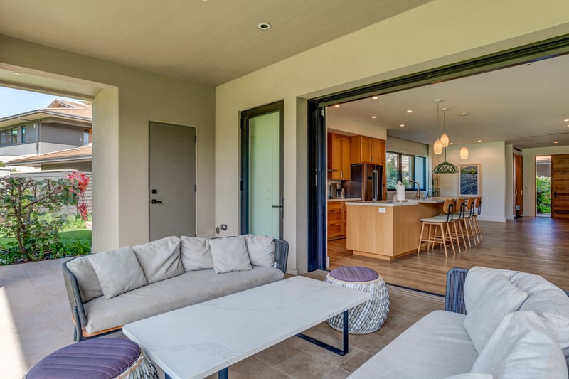 Seamless indoor-outdoor living with full lanai access, perfect for family gatherings