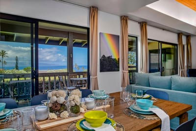 Gather 'ohana-style in this beautifully set dining space.