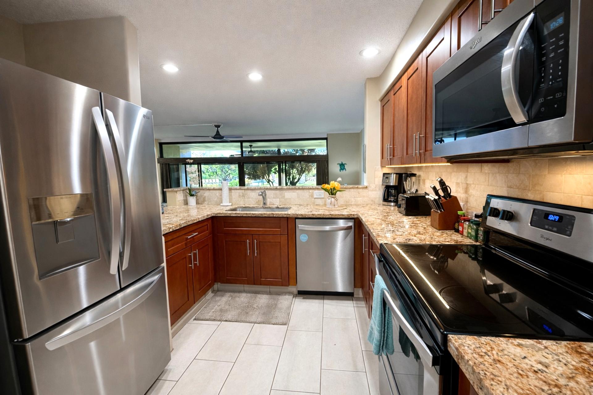 Well-equipped kitchen with stainless steel appliances