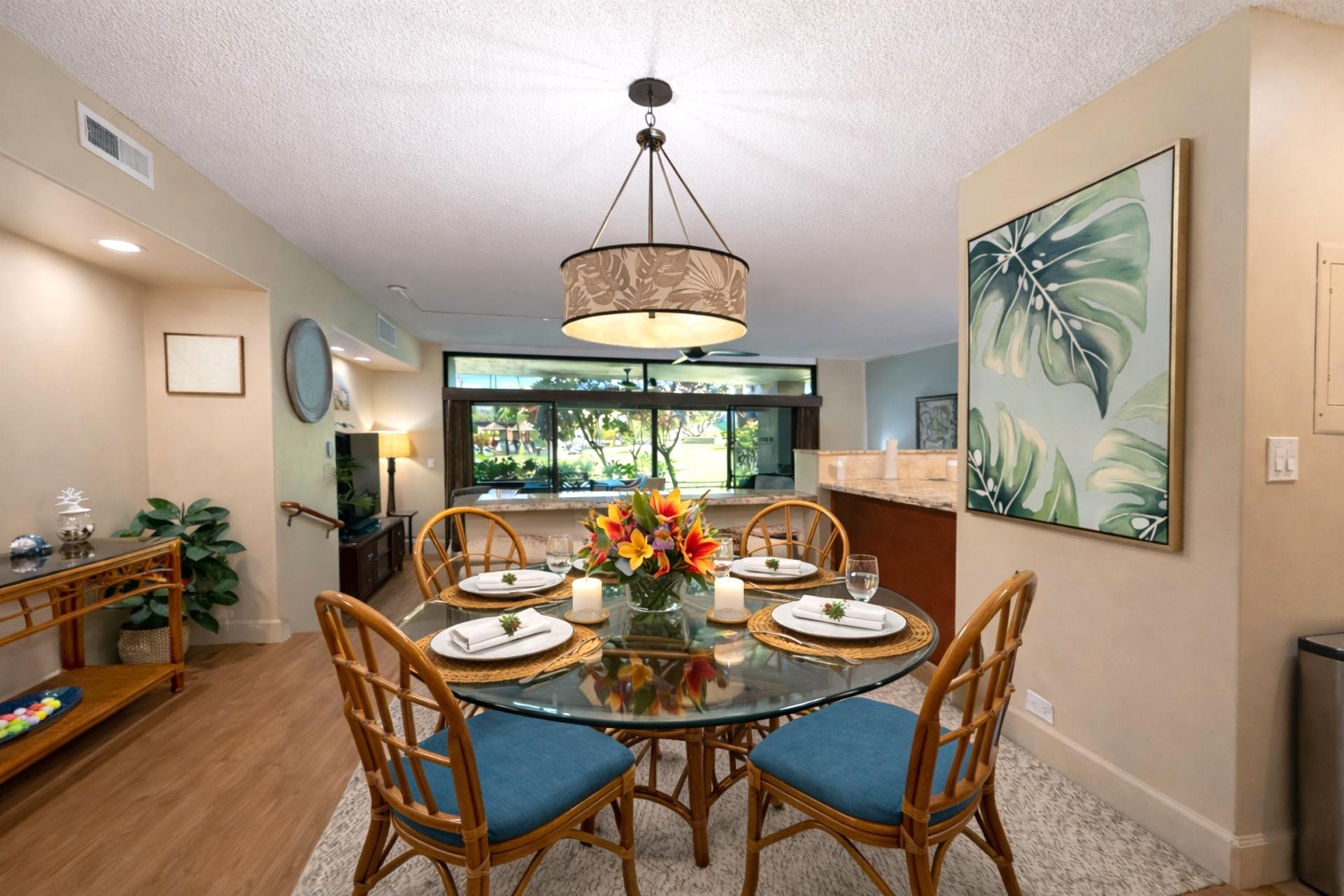 Open dining area with natural light