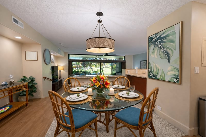 Open dining area with natural light