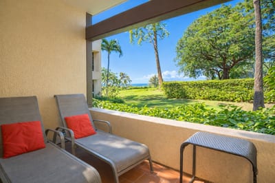 Unwind on this tranquil lanai, where garden views, fresh breezes, and peaceful vibes define your island stay