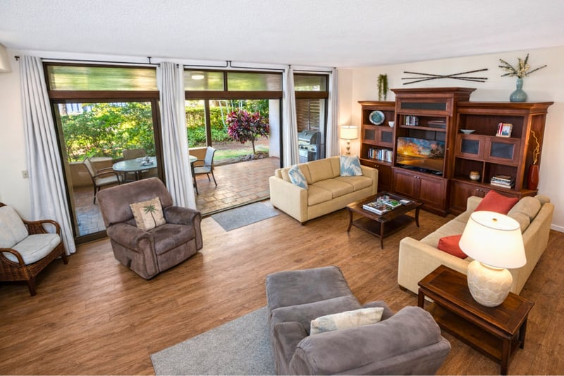 Slide open the glass to blooming garden charm—where morning breezes sip coffee with you in paradise